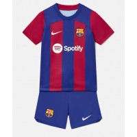 Dětský fotbalový dres Barcelona 2023-24 Domácí Krátký Rukáv (+ trenýrky)